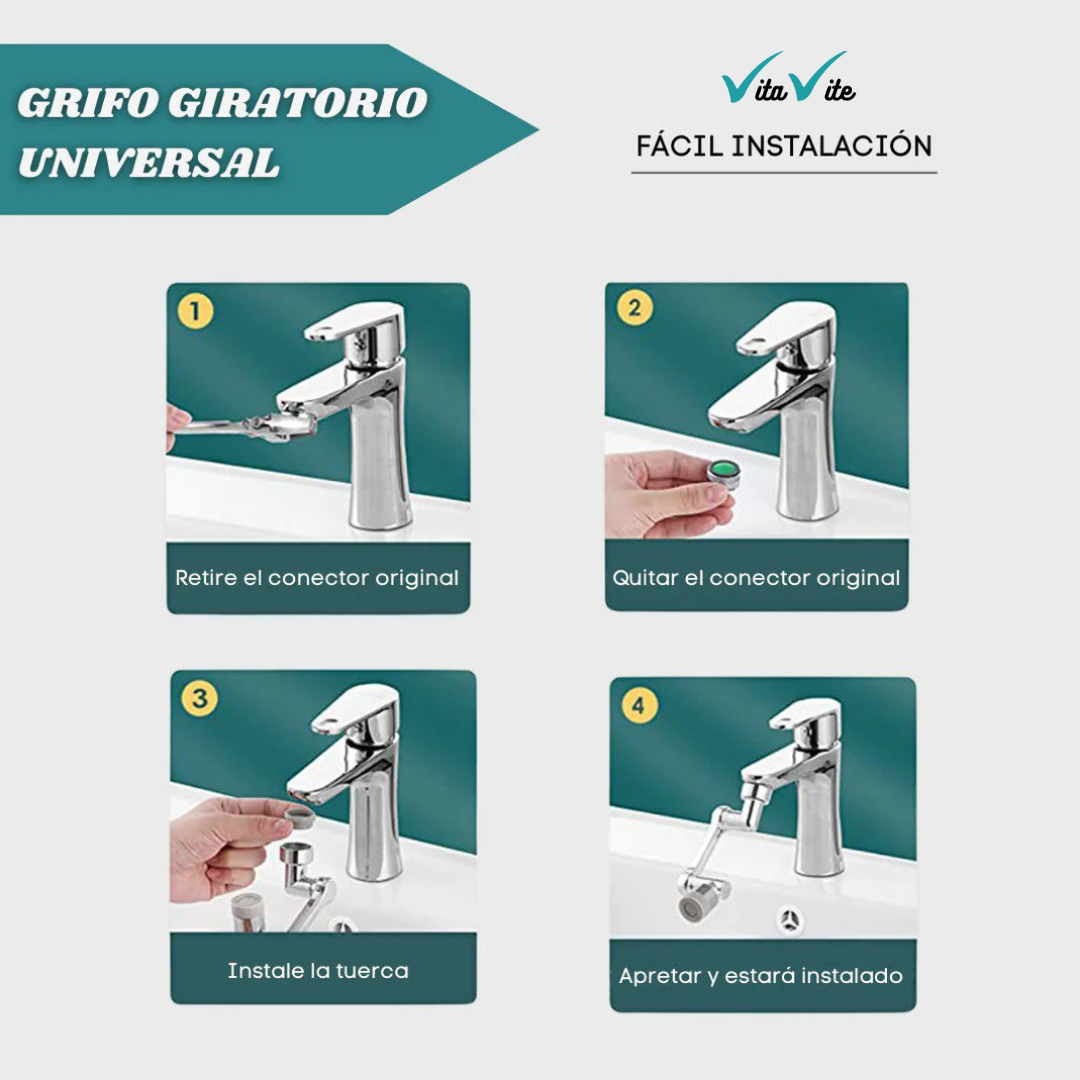 Grifo Universal Giratorio 1080º - El grifo que Cambiará tus Hábitos + Ebook GRATIS🎁